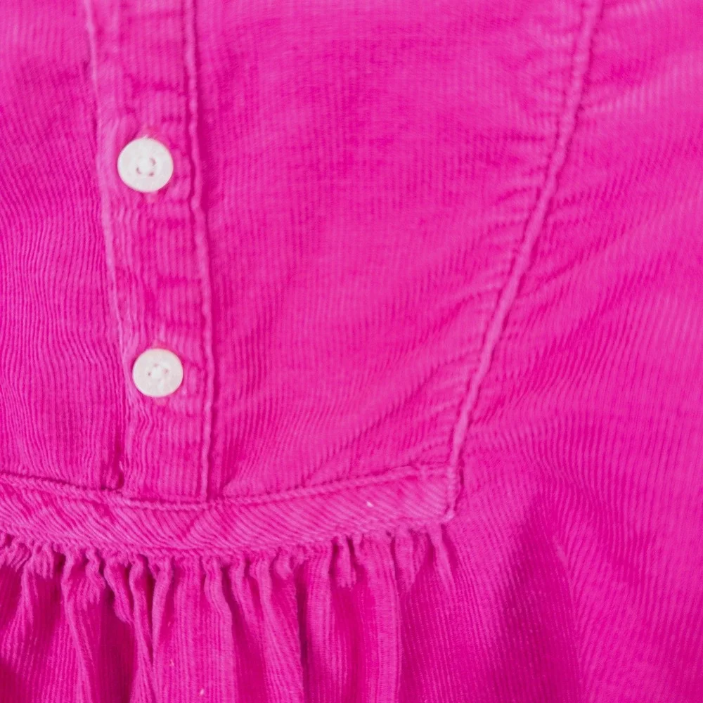 Ralph Lauren Corduroy Top Kids 24M Pink Ruffle Neck Button‎ Front Long Sleeve